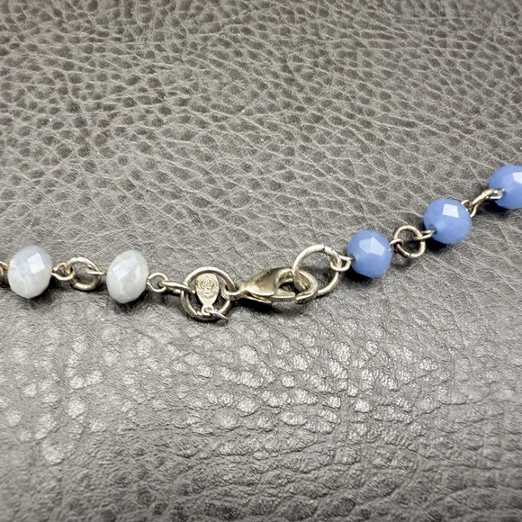 Premier Designs Necklace Faceted Beads Multi Tone Blue Silver Tone 30 Inch - Picture 9 of 11